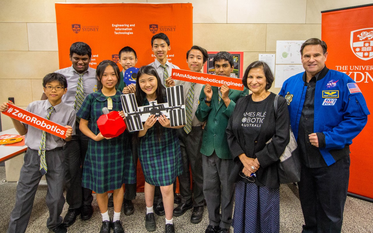 The James Ruse Agricultural High School team with former NASA astronaut Gregory Chamitoff.