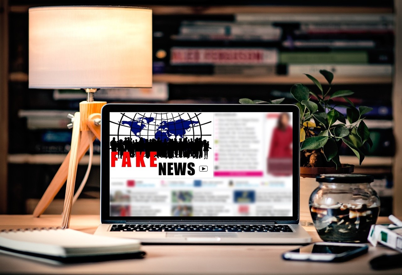 fake news on laptop