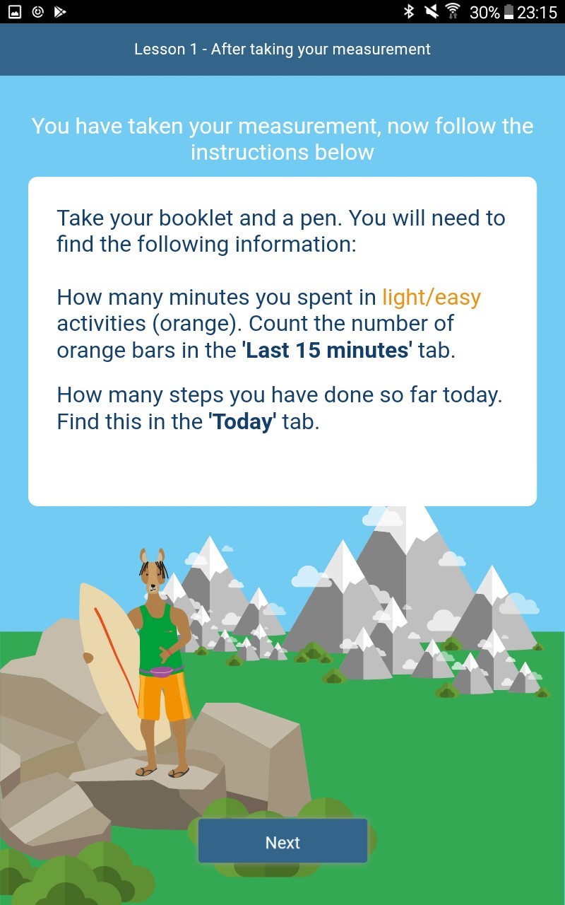 The app interface