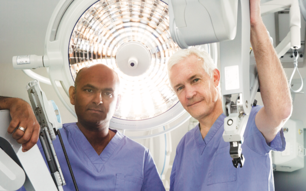 Associate Professor Ruban Thanigasalam and Professor Paul Bannon in the Hybrid Theatre
