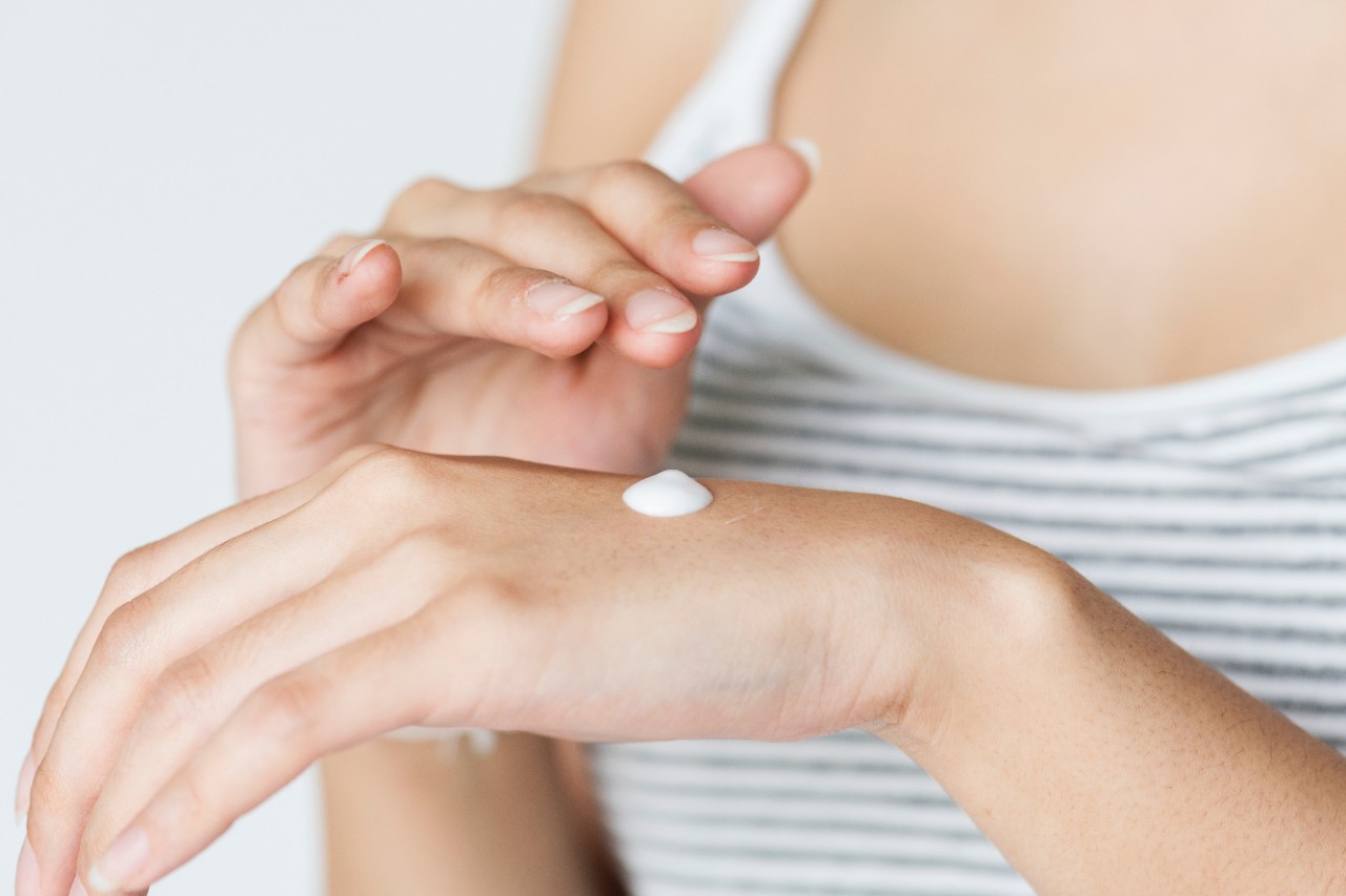 applying sunscreen