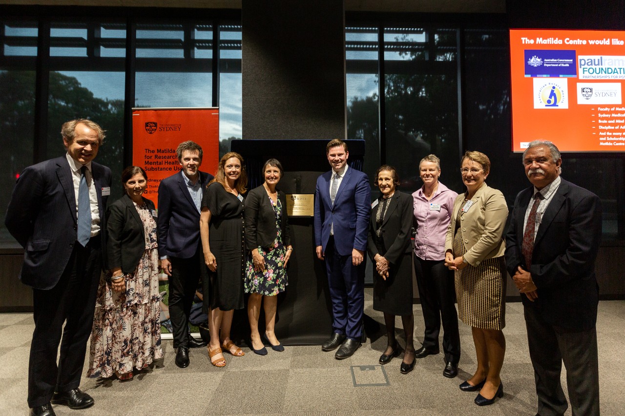 Unveiling of plaque at Matilda Centre launch event