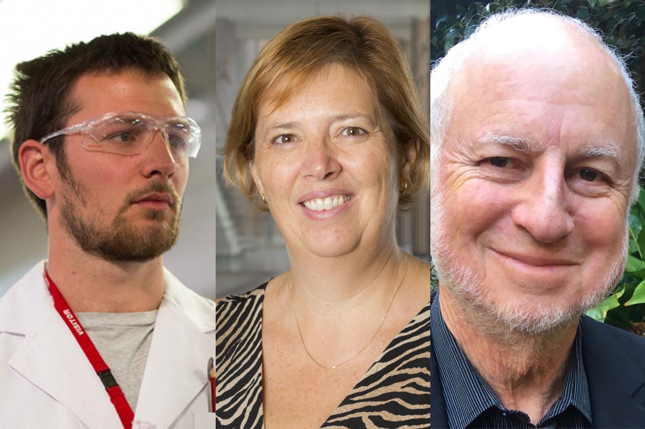 Dr Andrew Giltrap (left), Professor Kate Jolliffe (centre) and Emeritus Professor Leo Radom.