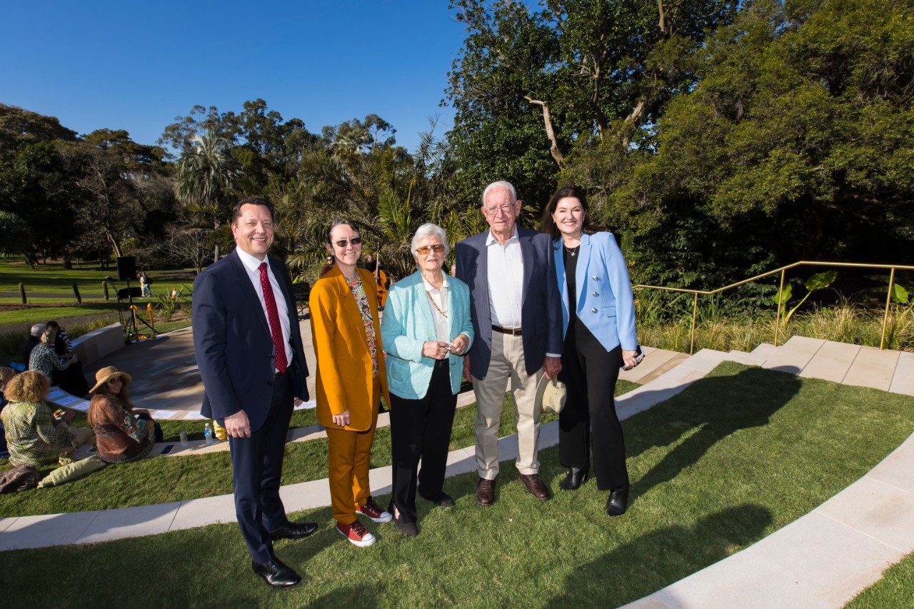 a group of officials at the amphitheatre launch smiling