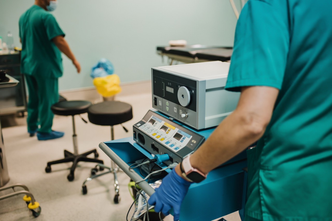 Two nurses in scrubs