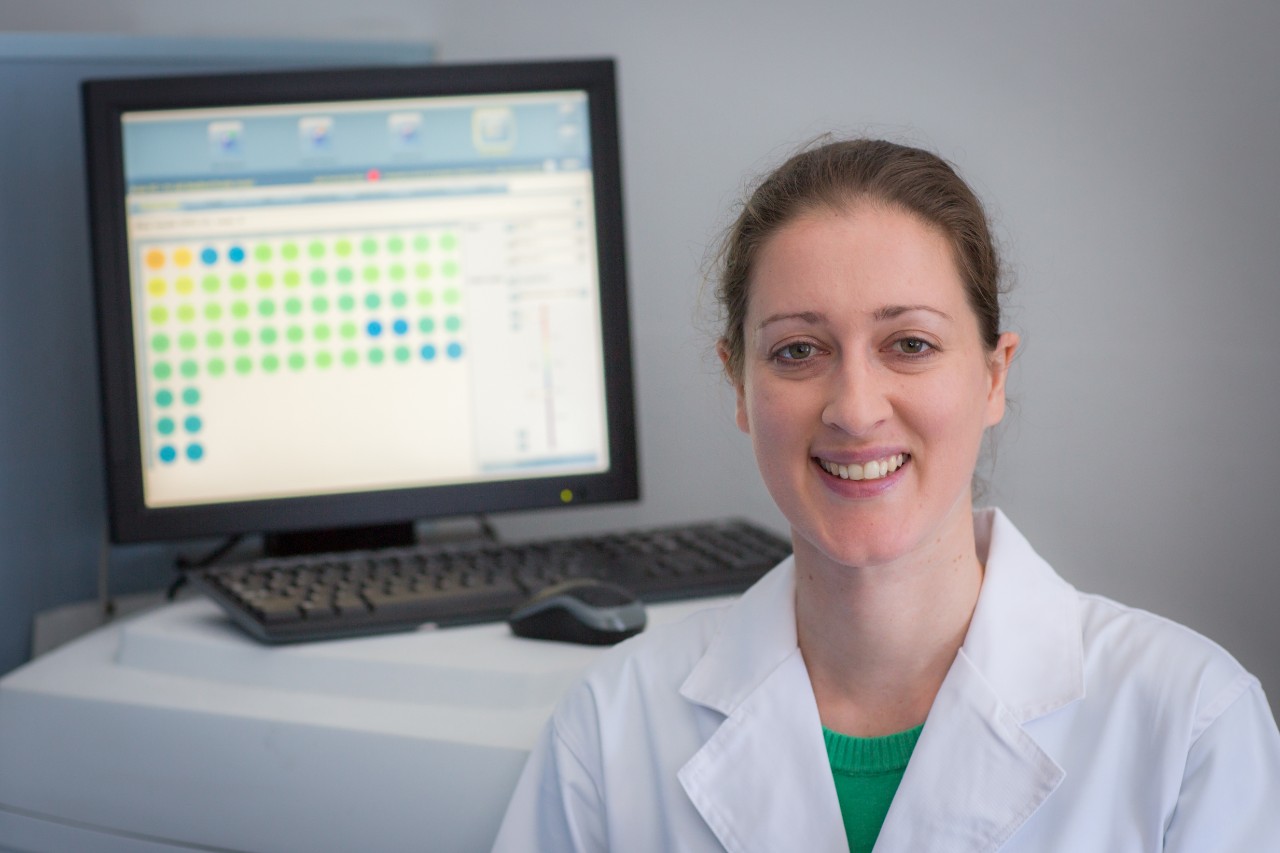 Associate Professor Liz New with results on computer