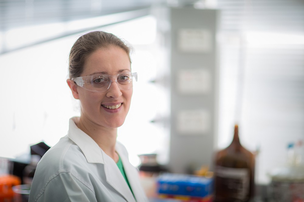 Dr Liz New in her chemistry lab.