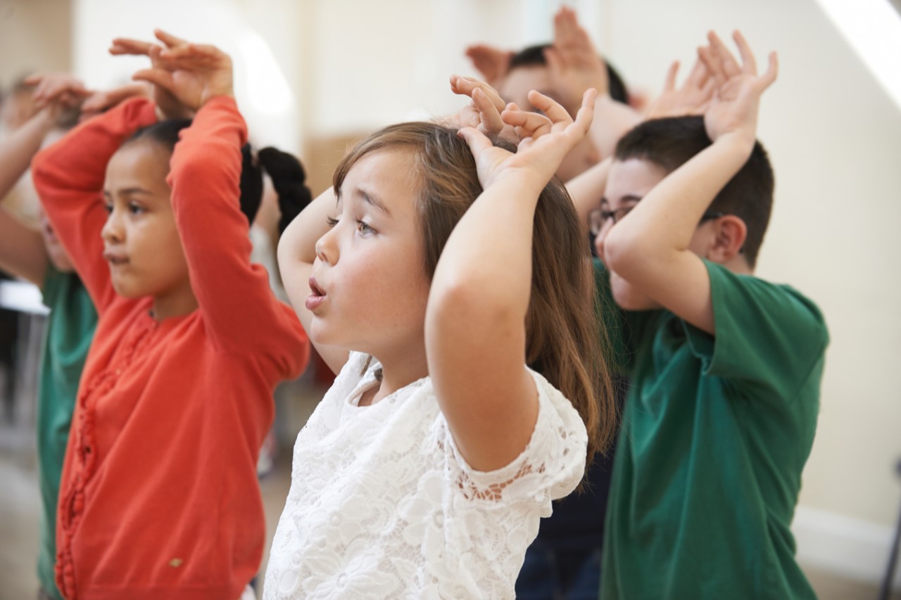 Children in a drama class