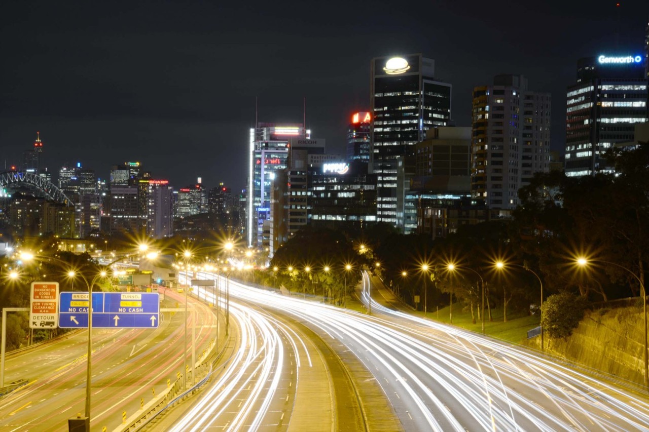 Motorway at night.