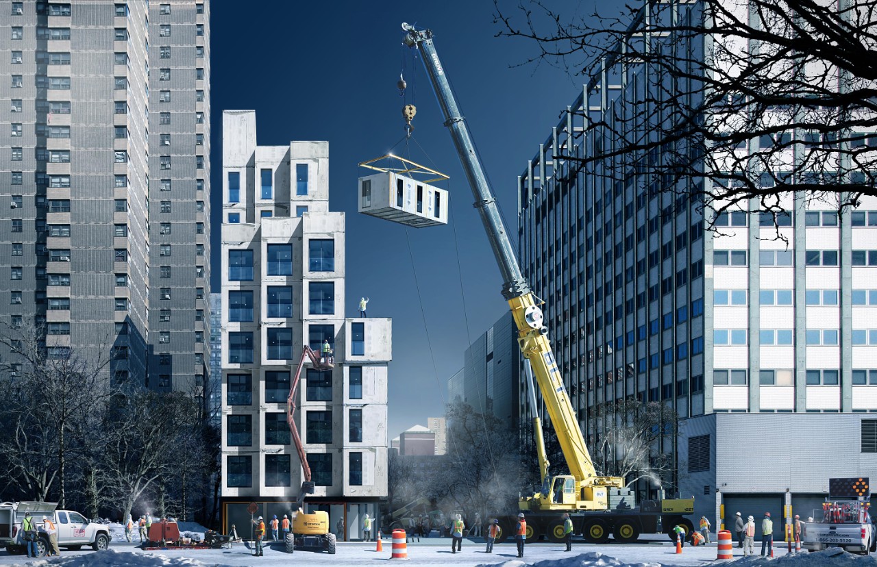 A micro-unit apartment in New York – a modular, mixed-used building with 55 units measuring 24-34 square metres, featuring in Designing Affordability at the University of Sydney.