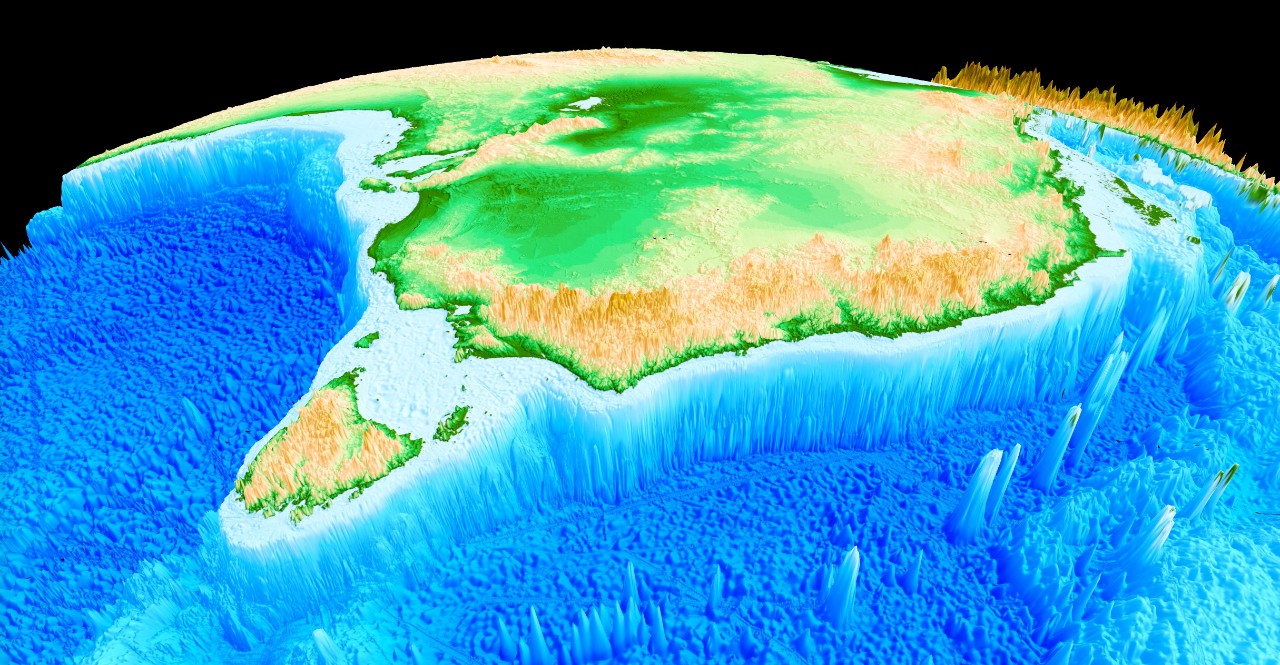 An aerial image of eastern Australia's topography