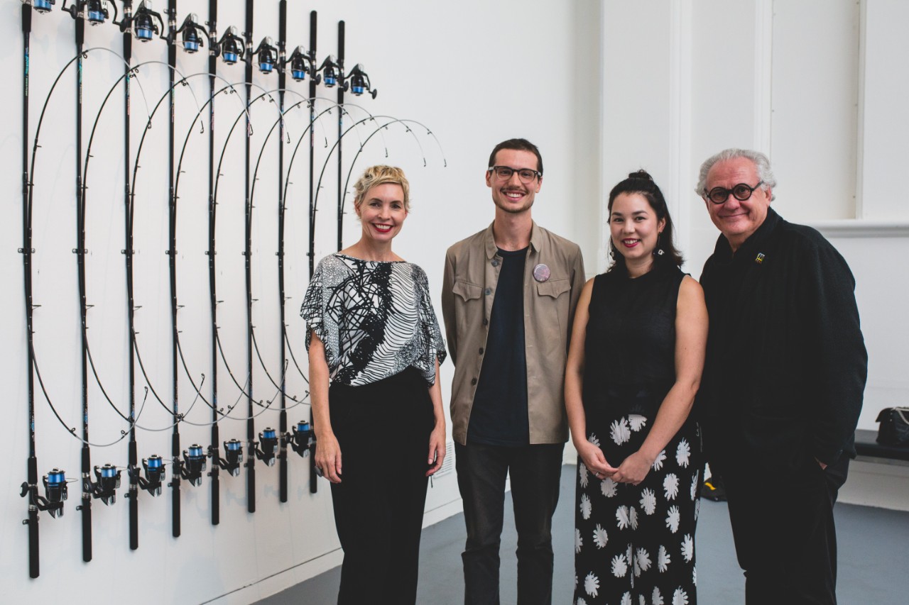 SCA Graduate Kai Wasikowski and the 2017 Schenberg Fellowship judges at PICA