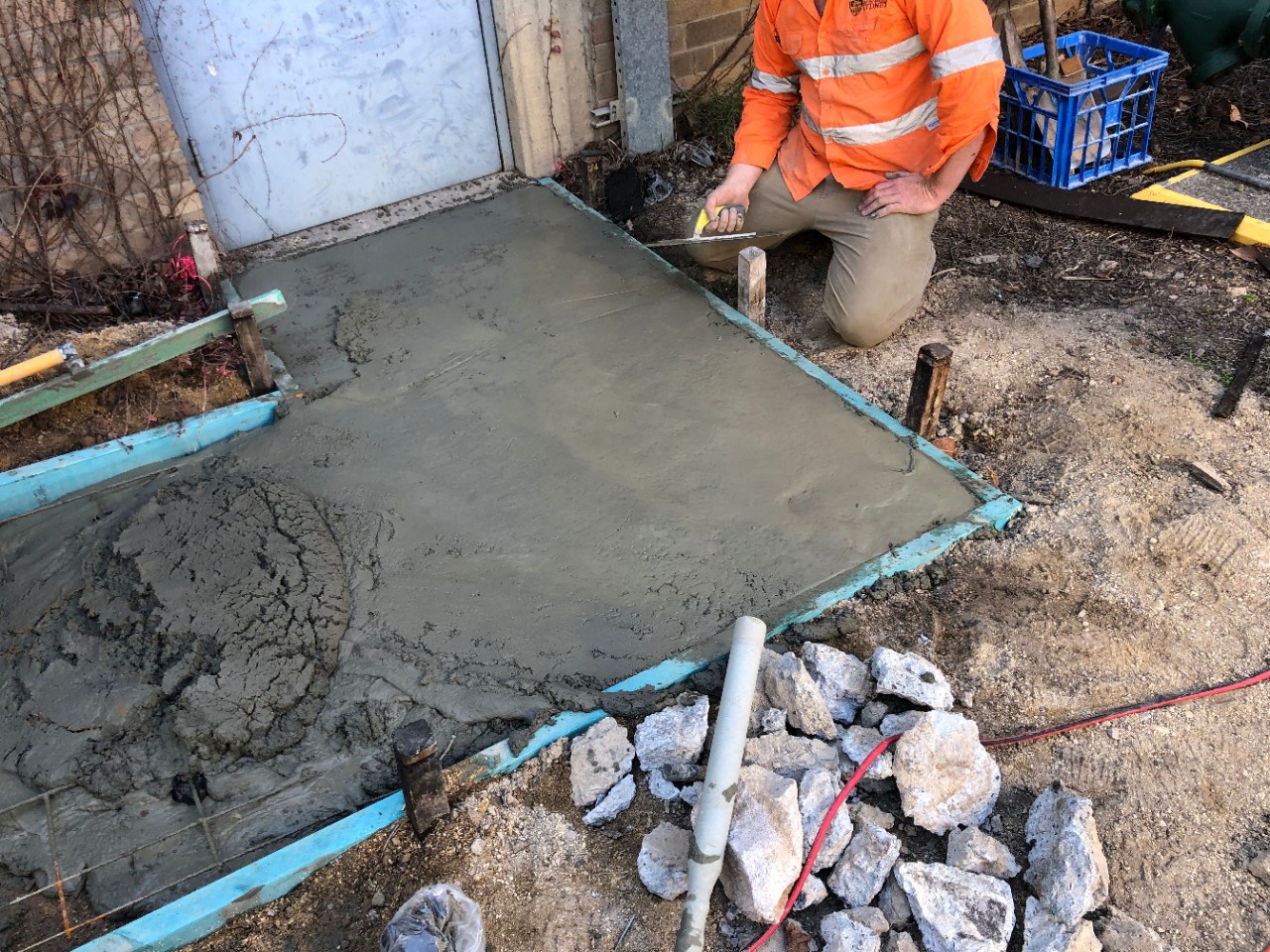 After the first successful pour, the cement will be trialled across campus. Credit: Professor Ali Abbas