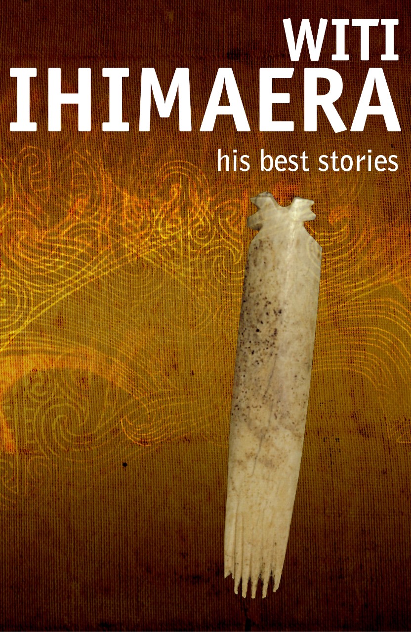 photo of a book cover with a brown Maori pattern