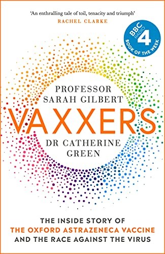photo of a brightly coloured book, yellow and orange, with the word Vaxxers